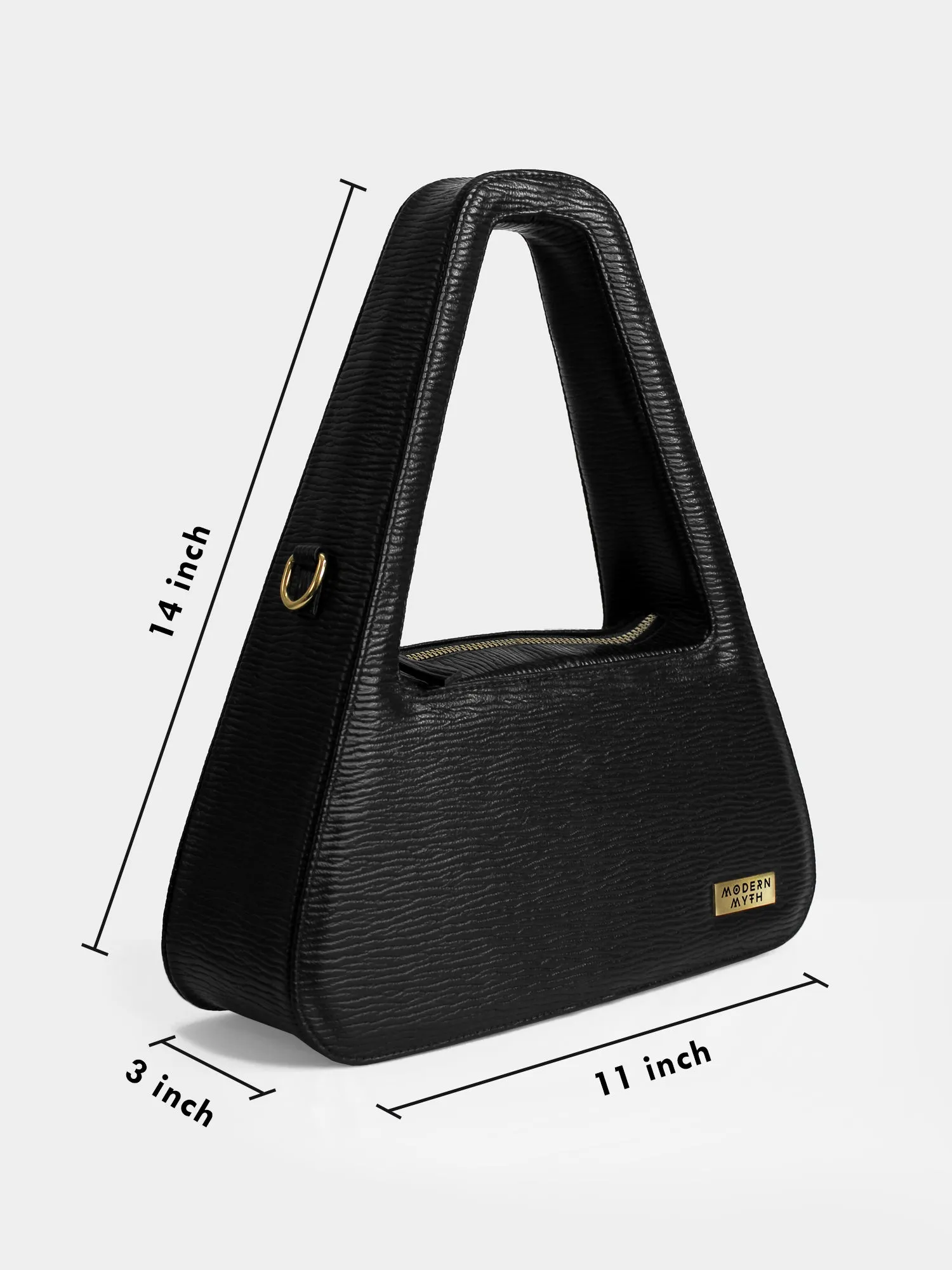 SLICE Black Ribbed Triangle Shaped Handbag | Modern Myth