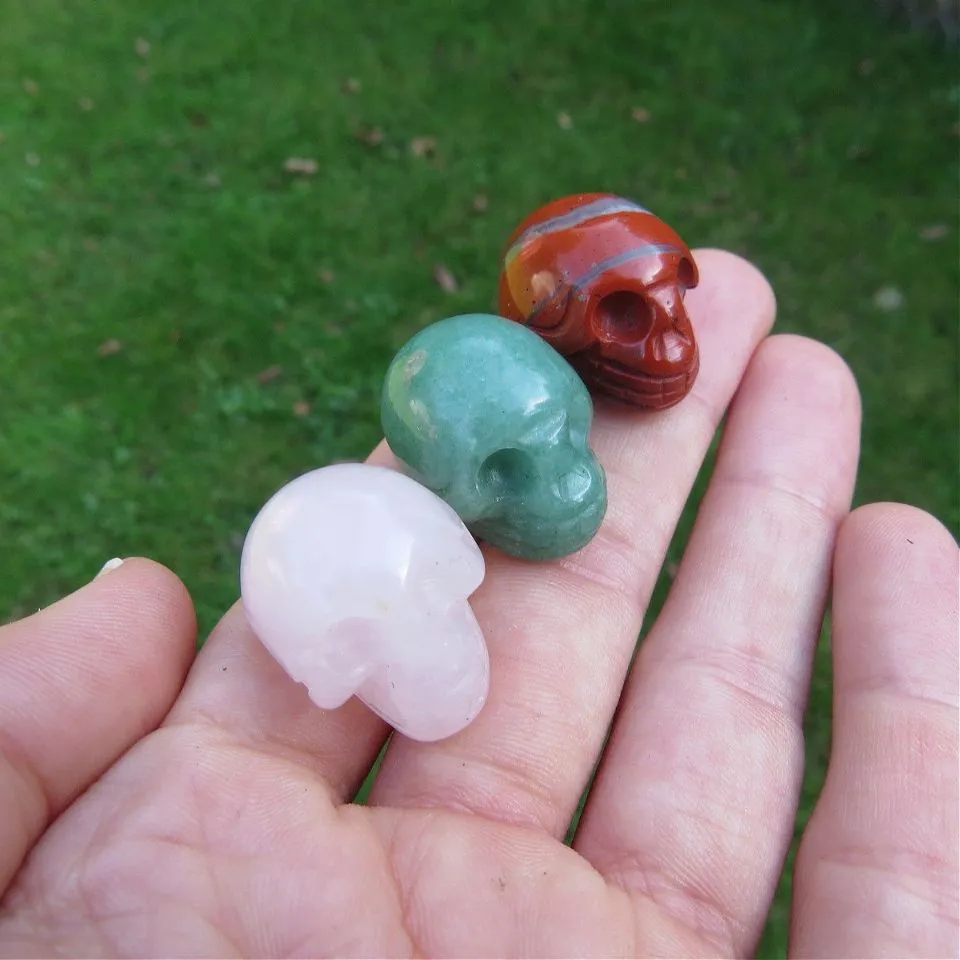 Small Crystal Skull Figurine .75" | Mini Carved Stone Skull