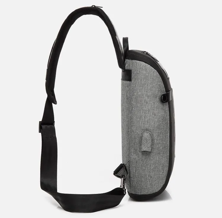 Smart WaterProof Sports Shoulder Bag With USB Port-Grey