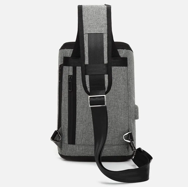 Smart WaterProof Sports Shoulder Bag With USB Port-Grey