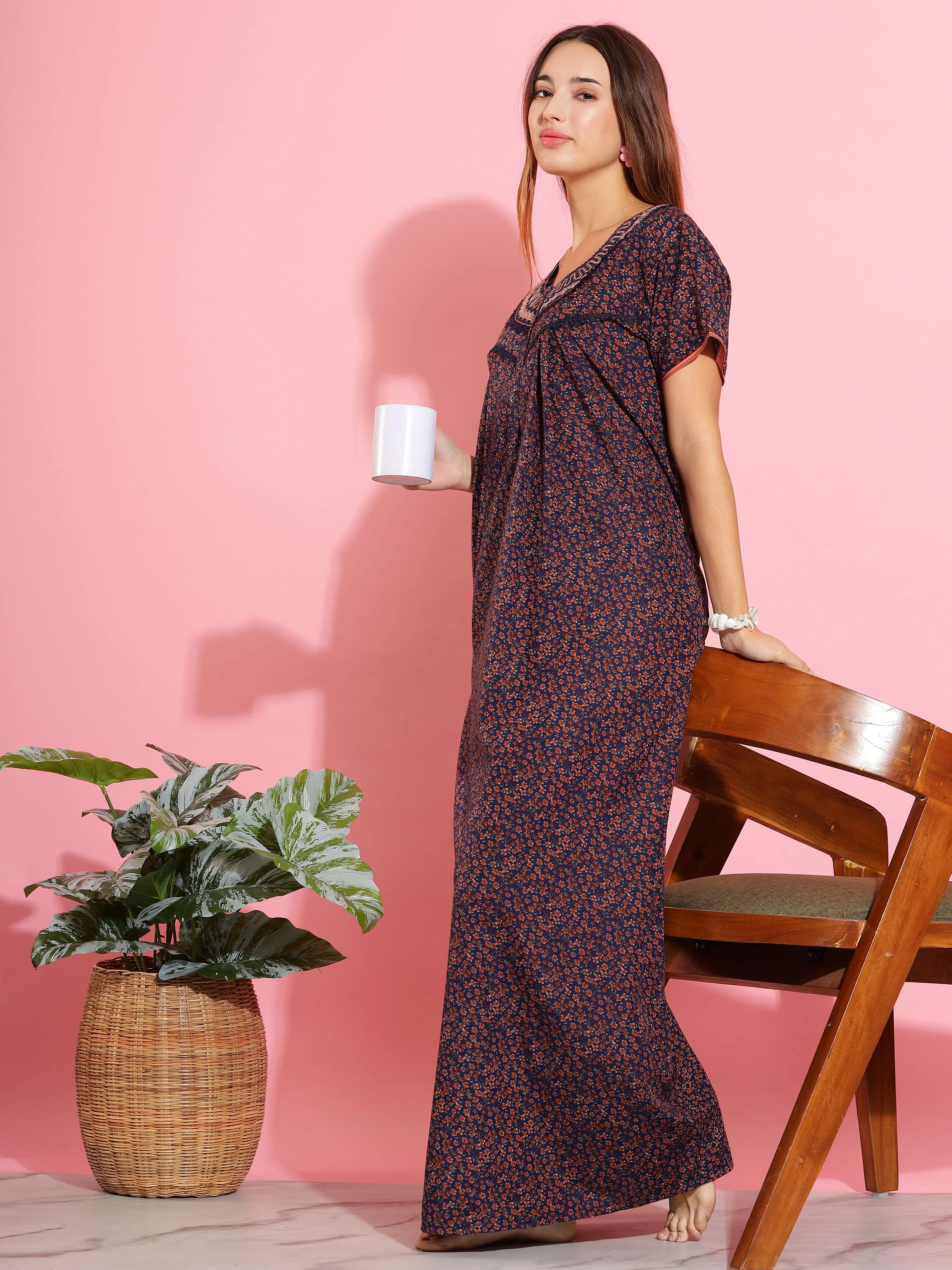 Sophisticated Dark Blue Nighty | Luxurious & Relaxing Sleepwear