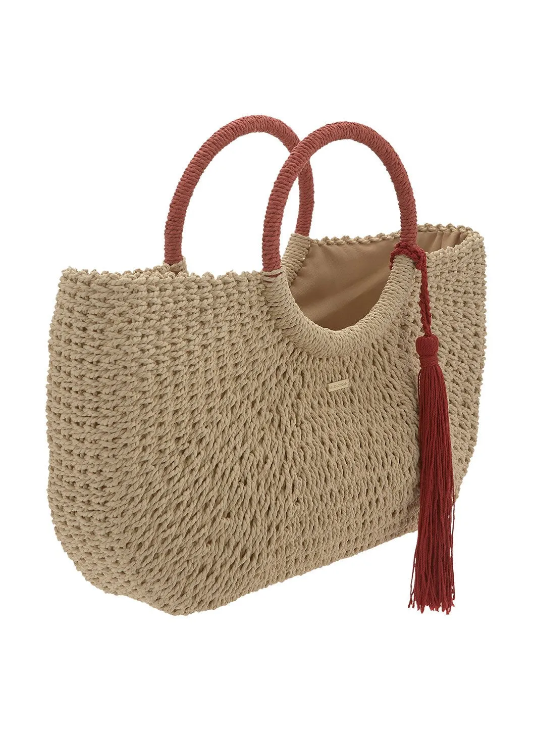 Sorrento Woven Basket Tassle Bag Natural Cinnamon