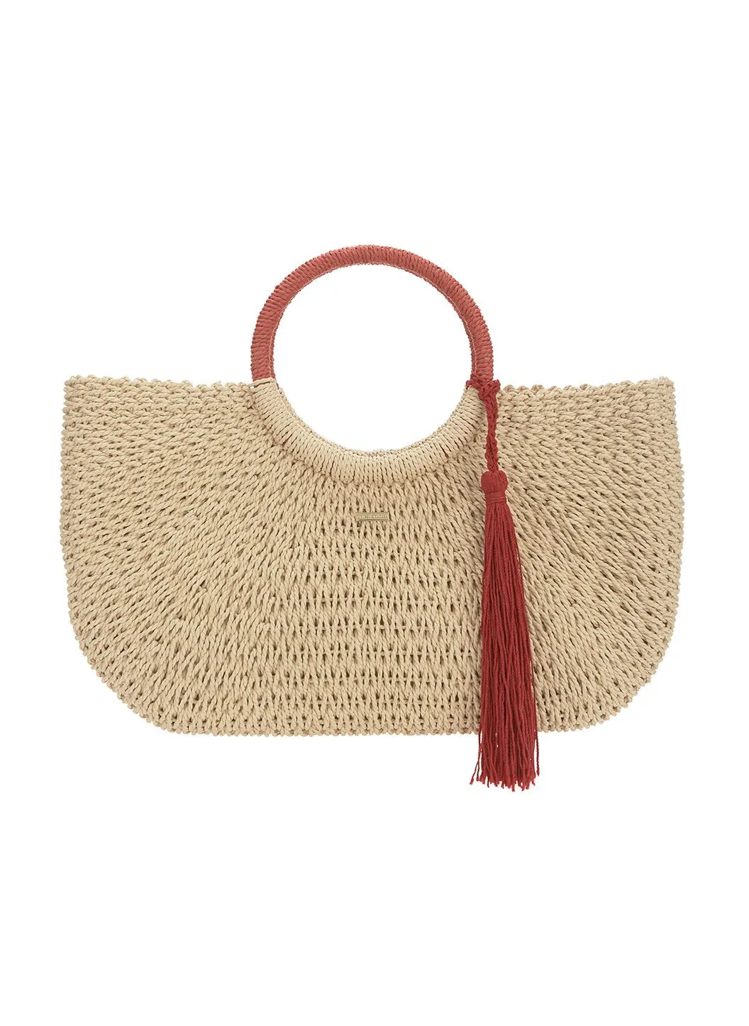 Sorrento Woven Basket Tassle Bag Natural Cinnamon