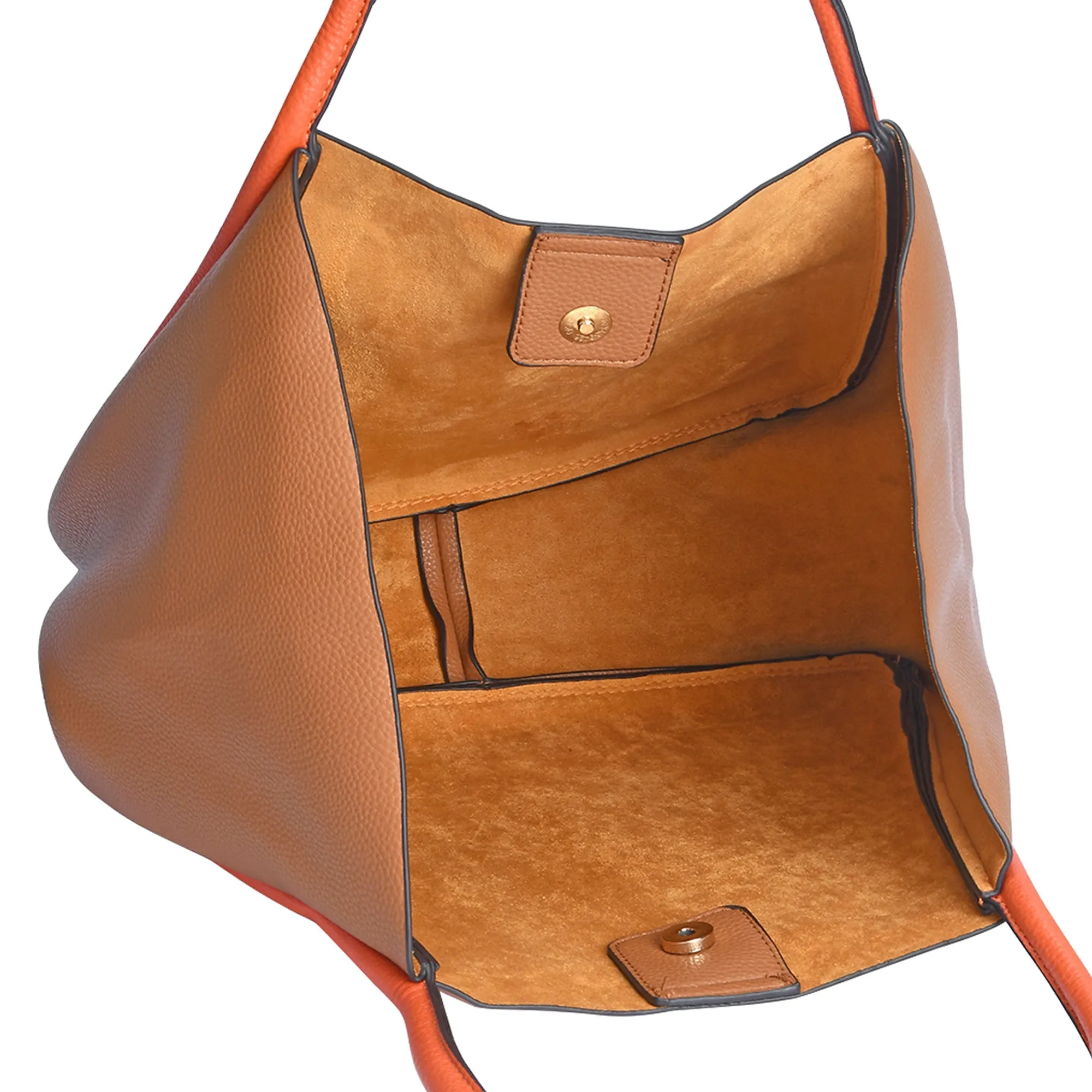 Tan Contrast Piping Shoulder Bag