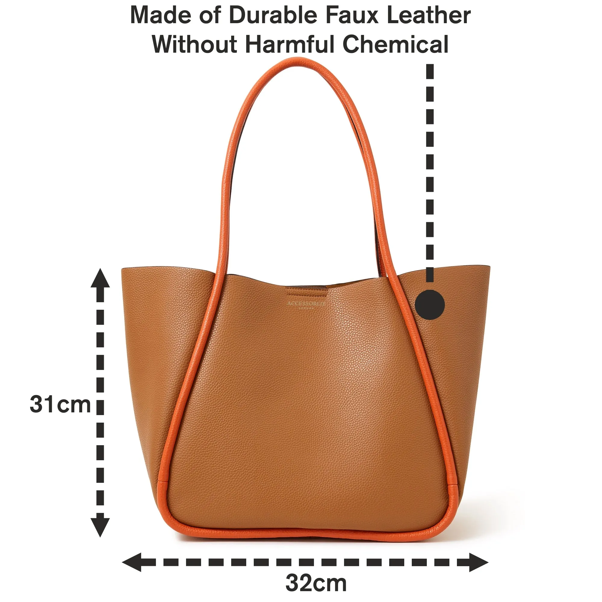 Tan Contrast Piping Shoulder Bag