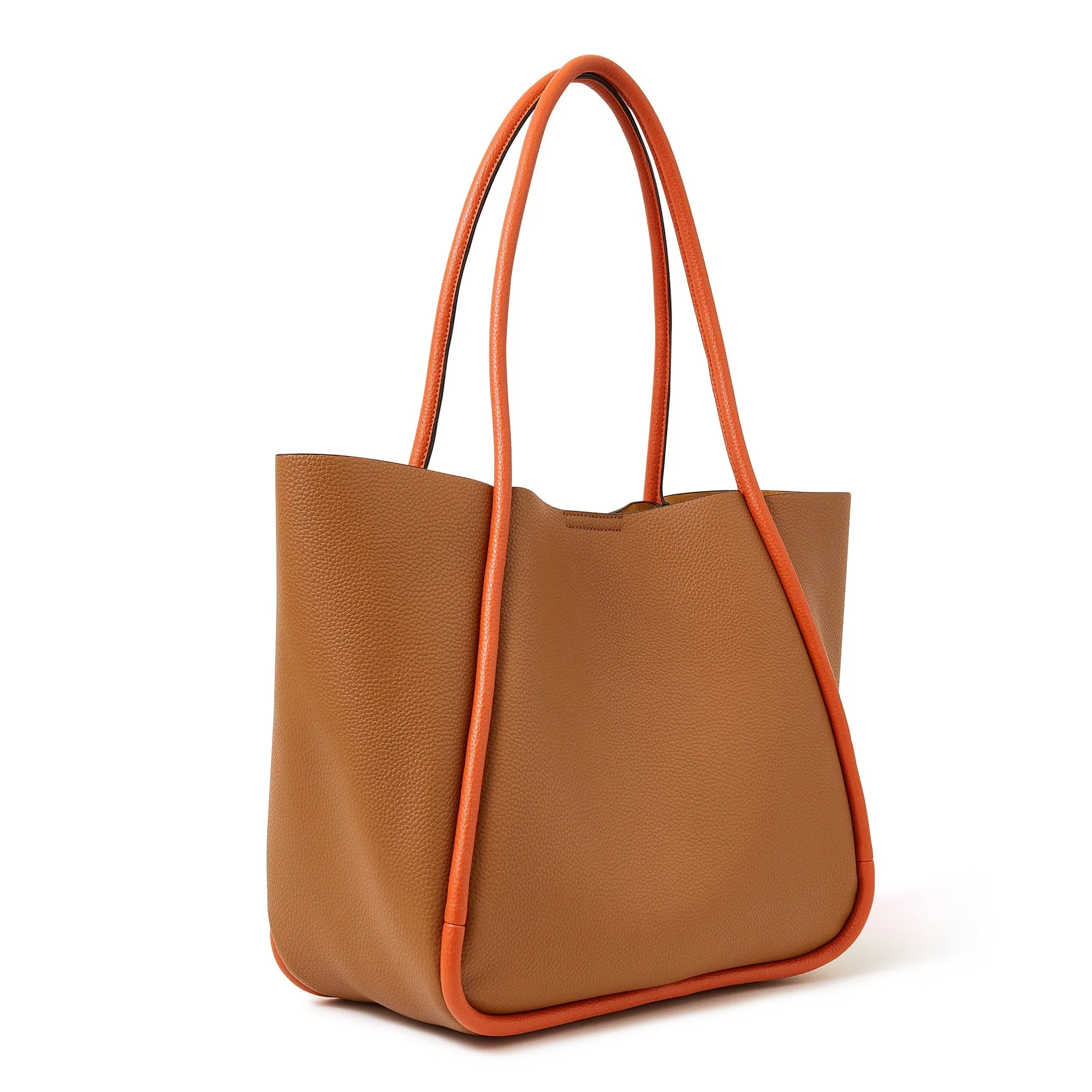 Tan Contrast Piping Shoulder Bag