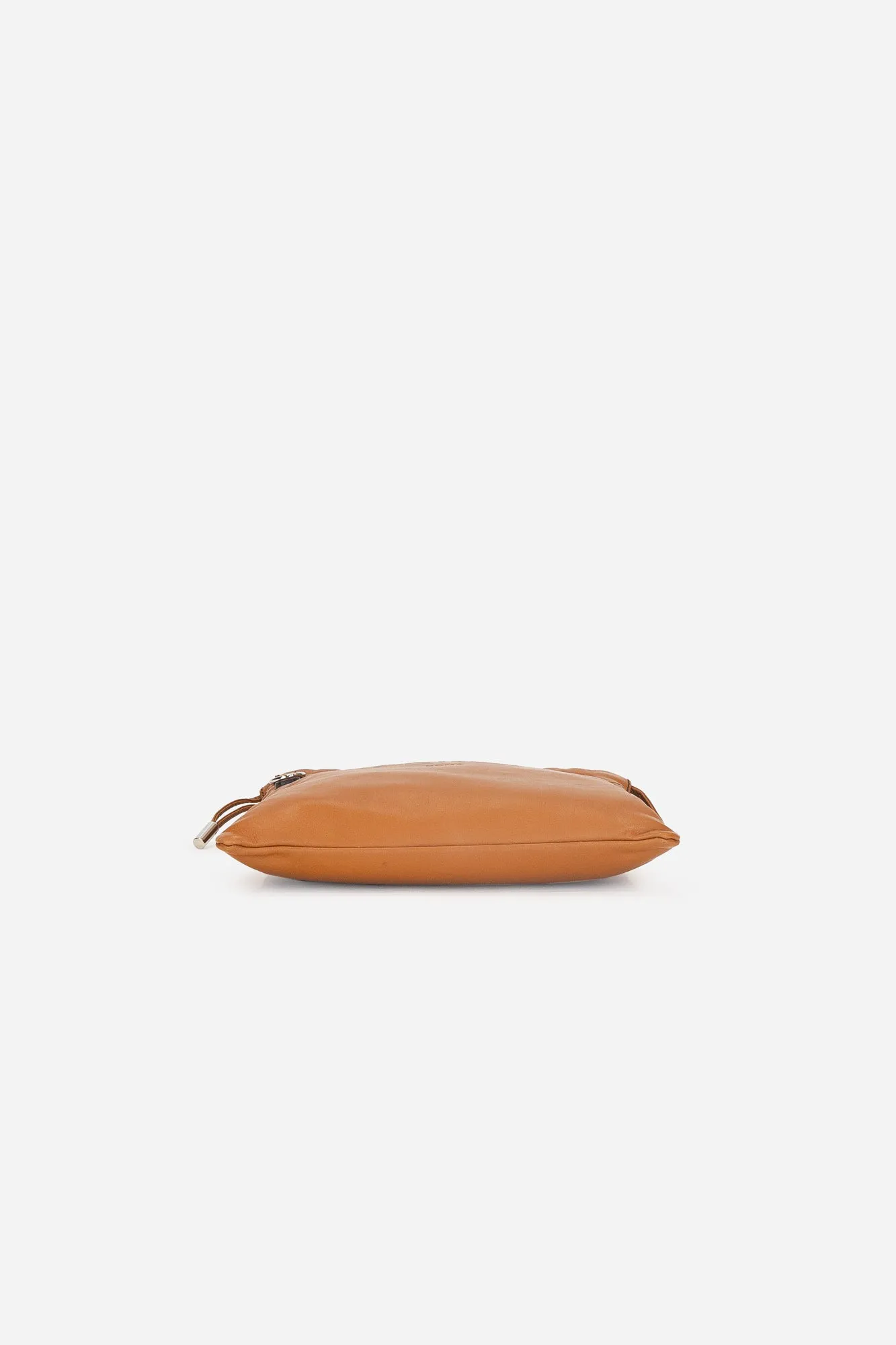 Tan Leather DrawString Shopping Pouch