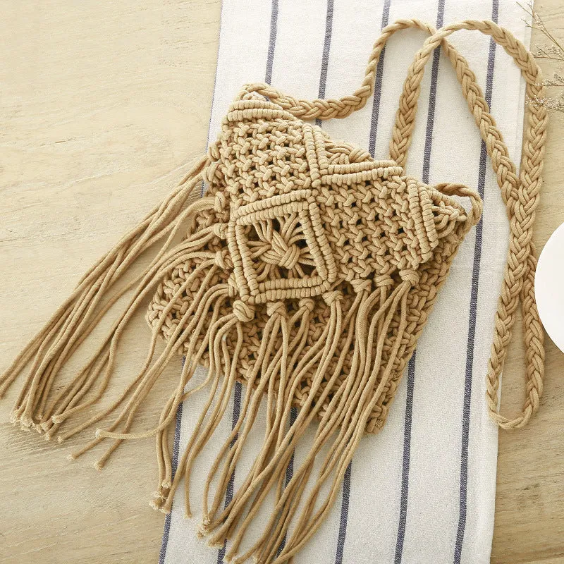 Tassels Oblique Straw Bag Shoulder Woven Summer Beach Bag