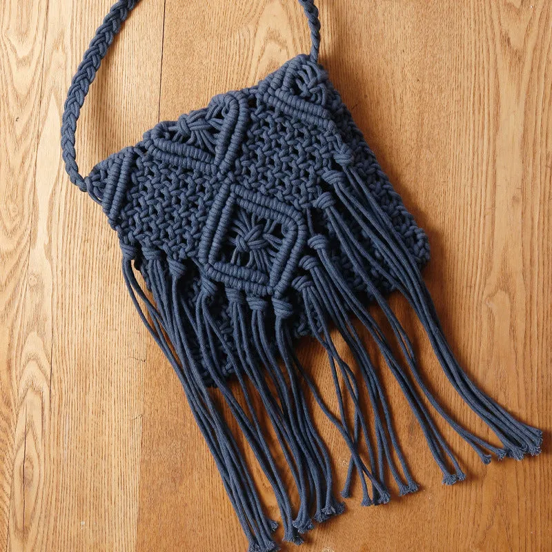 Tassels Oblique Straw Bag Shoulder Woven Summer Beach Bag