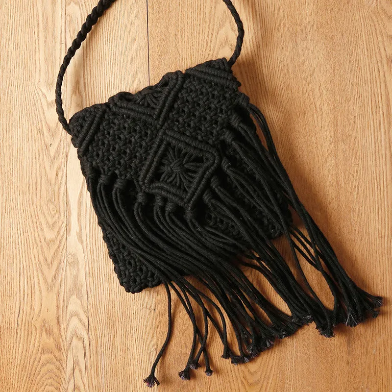 Tassels Oblique Straw Bag Shoulder Woven Summer Beach Bag