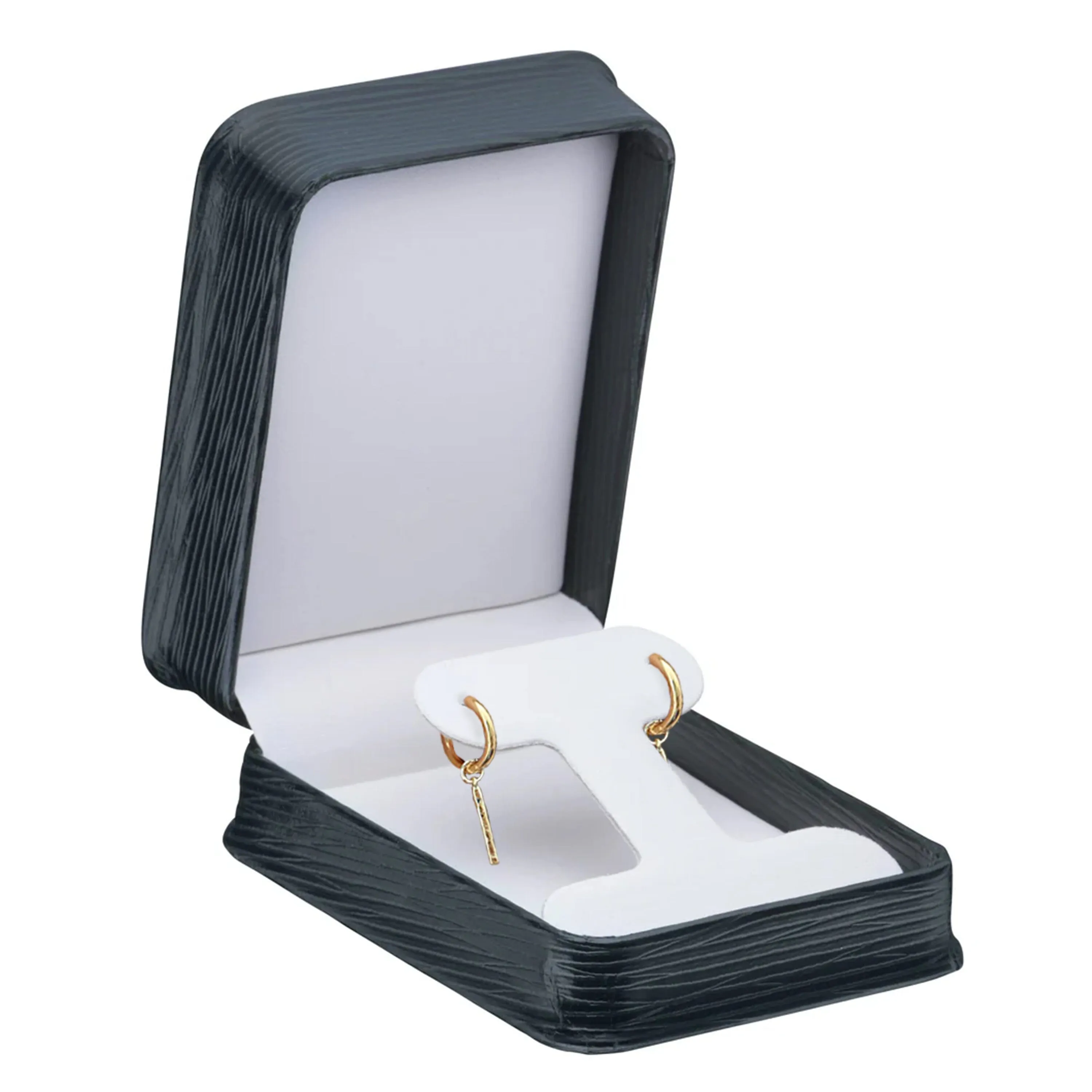 Textured Leatherette T-Style Earring Box, Exquisite Collection