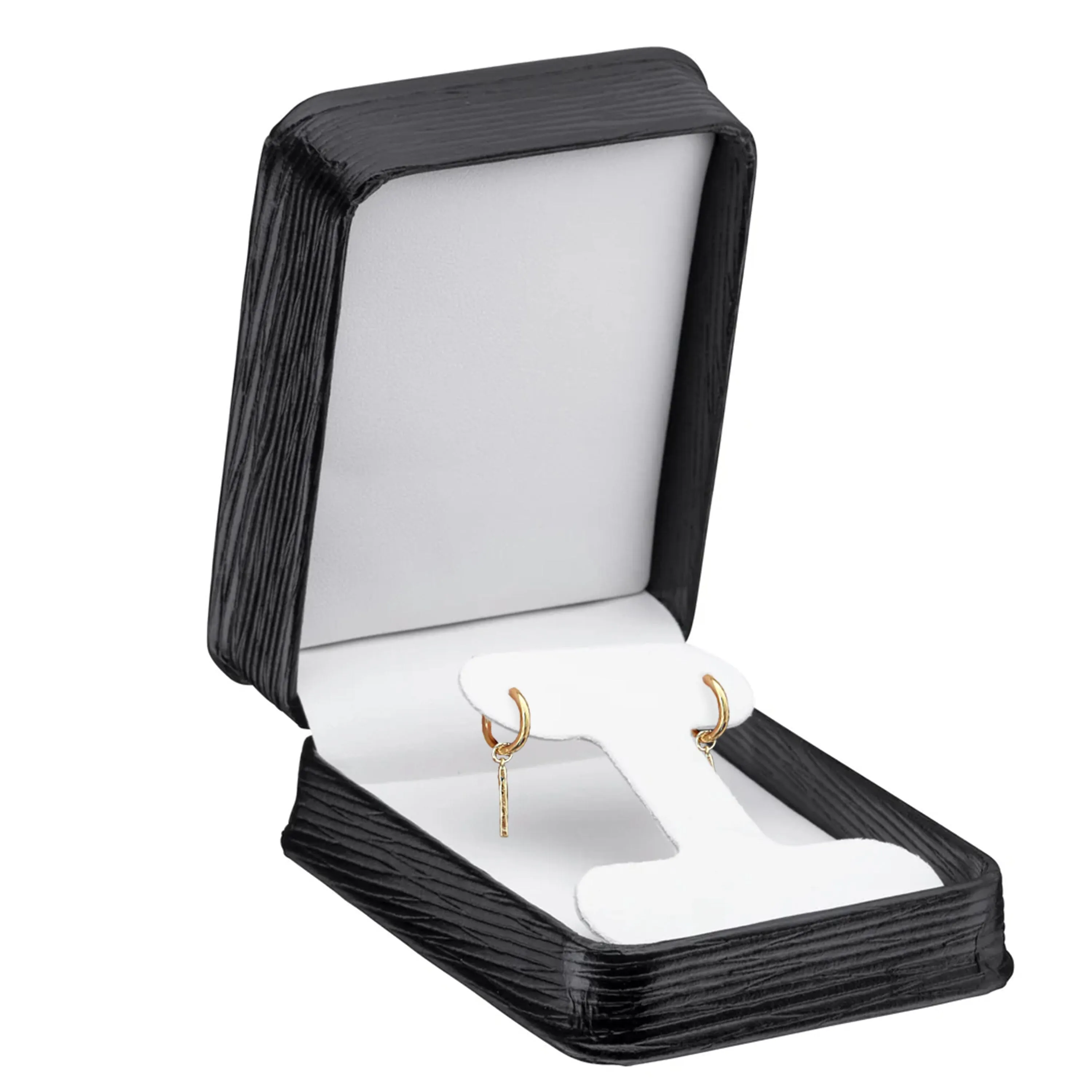 Textured Leatherette T-Style Earring Box, Exquisite Collection