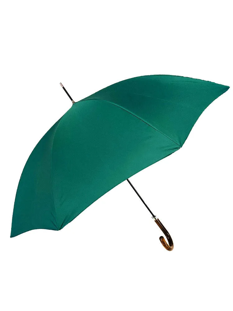 The Cotton® Polished Maple Handle Umbrella- Racing Green