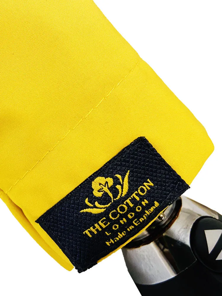 The Cotton® Straight Black & Silver Metal handle Umbrella- Aesthetic Yellow