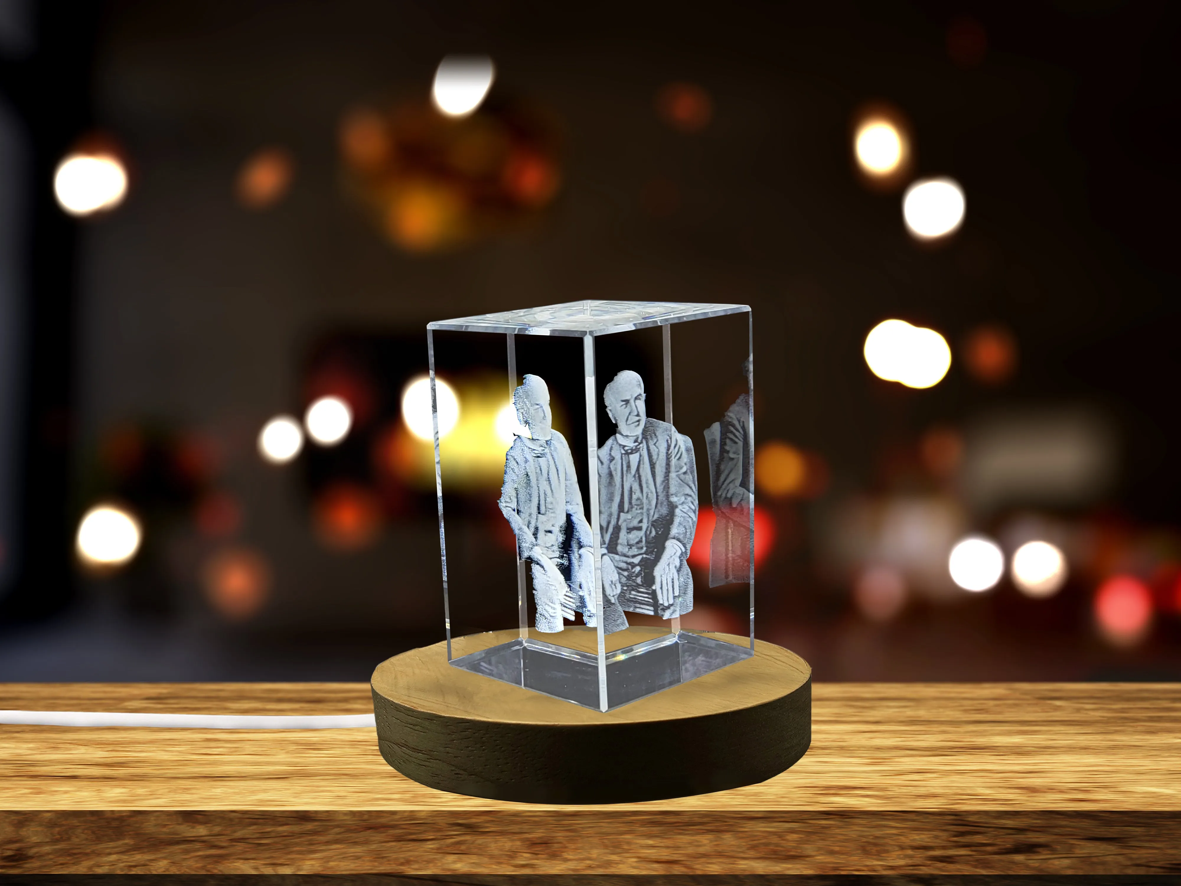 Thomas Edison Engraved 3D Crystal Sculpture, a Unique Invention Gift for Edison's Admirers