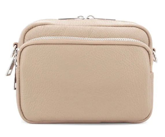 TINA   Italian leather front pocket cross body bag