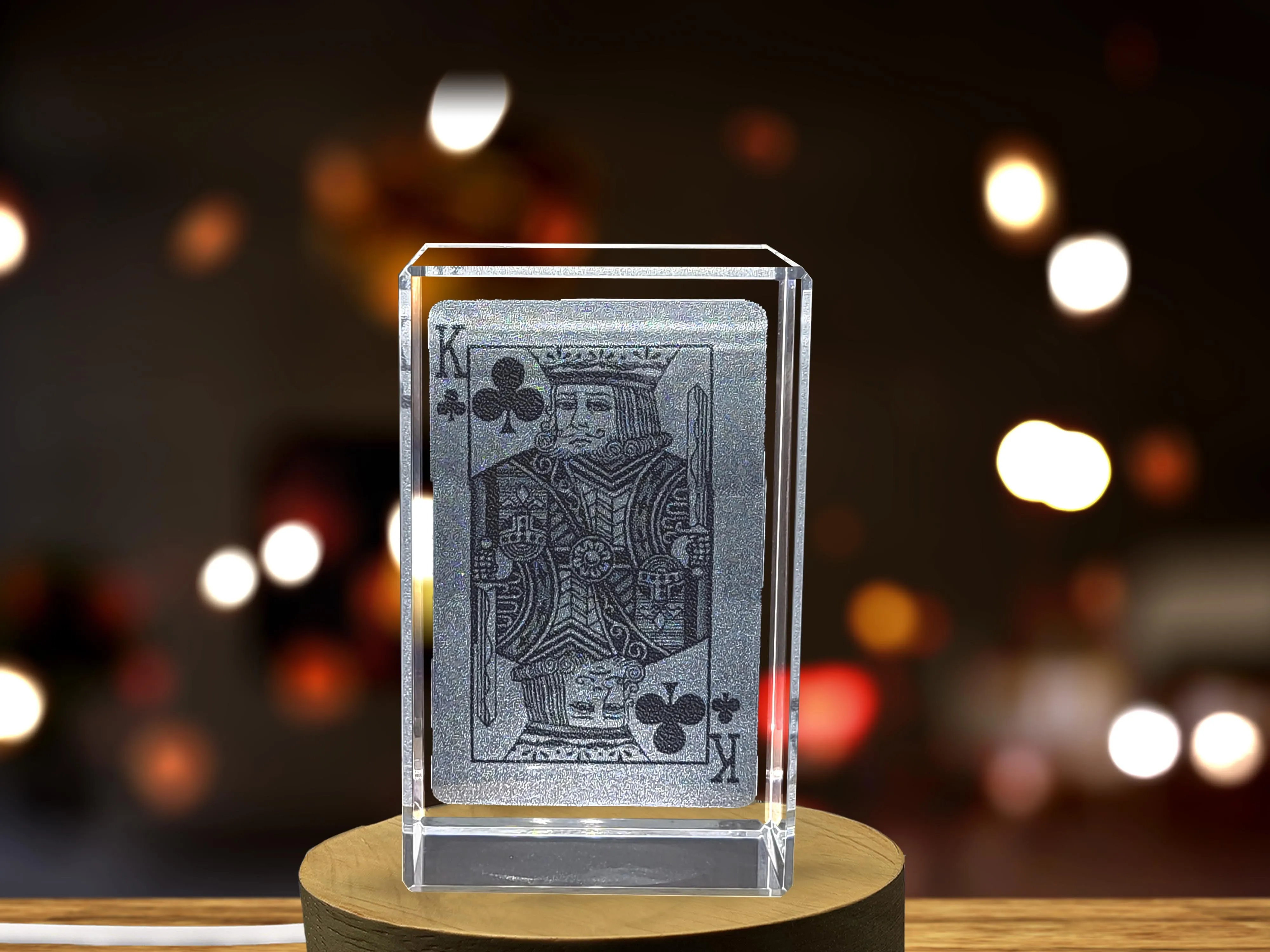 Trefle King Game Card - Exquisite 3D Engraved Crystal Collectible