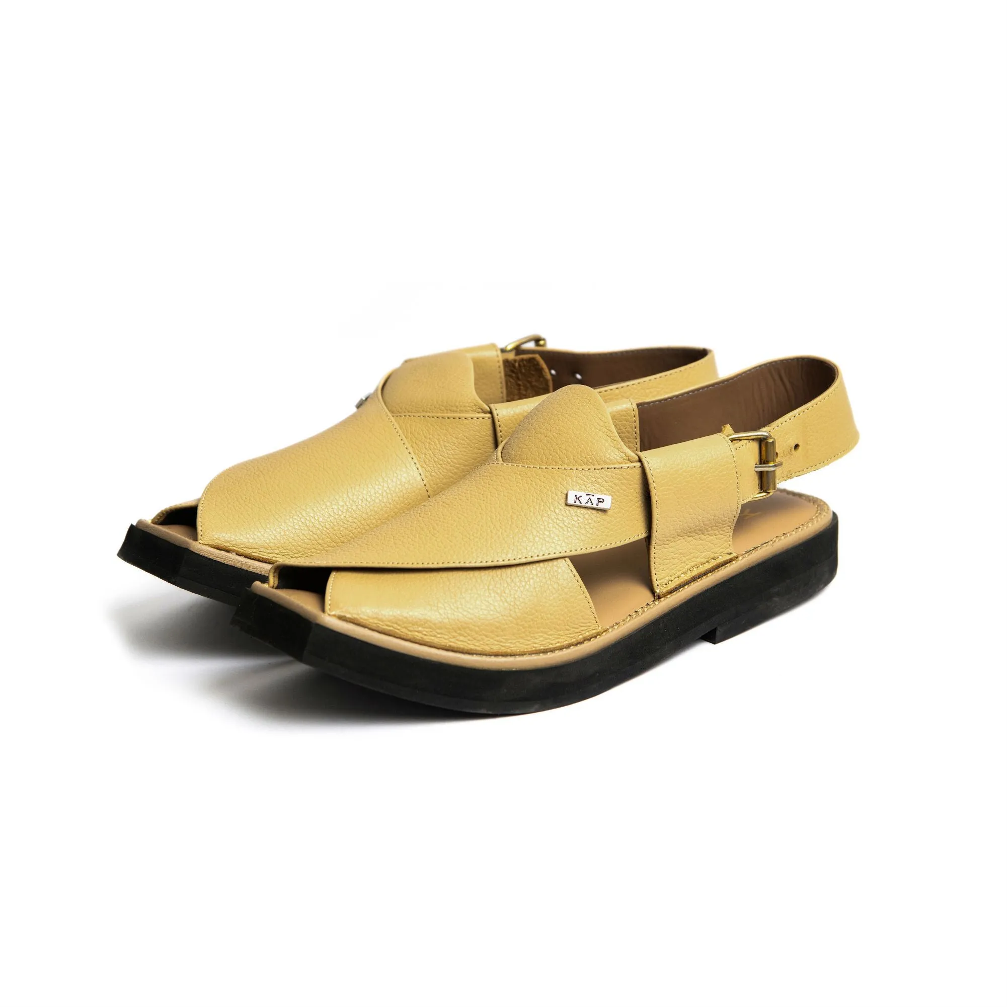 Walkway - Luxurious Grain Leather Kaptan Chappal (Cream Color)