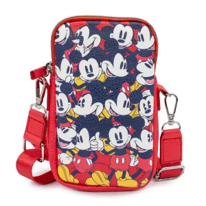 Wallet Phone Bag Holder - Mickey Mouse Poses Stacked Red