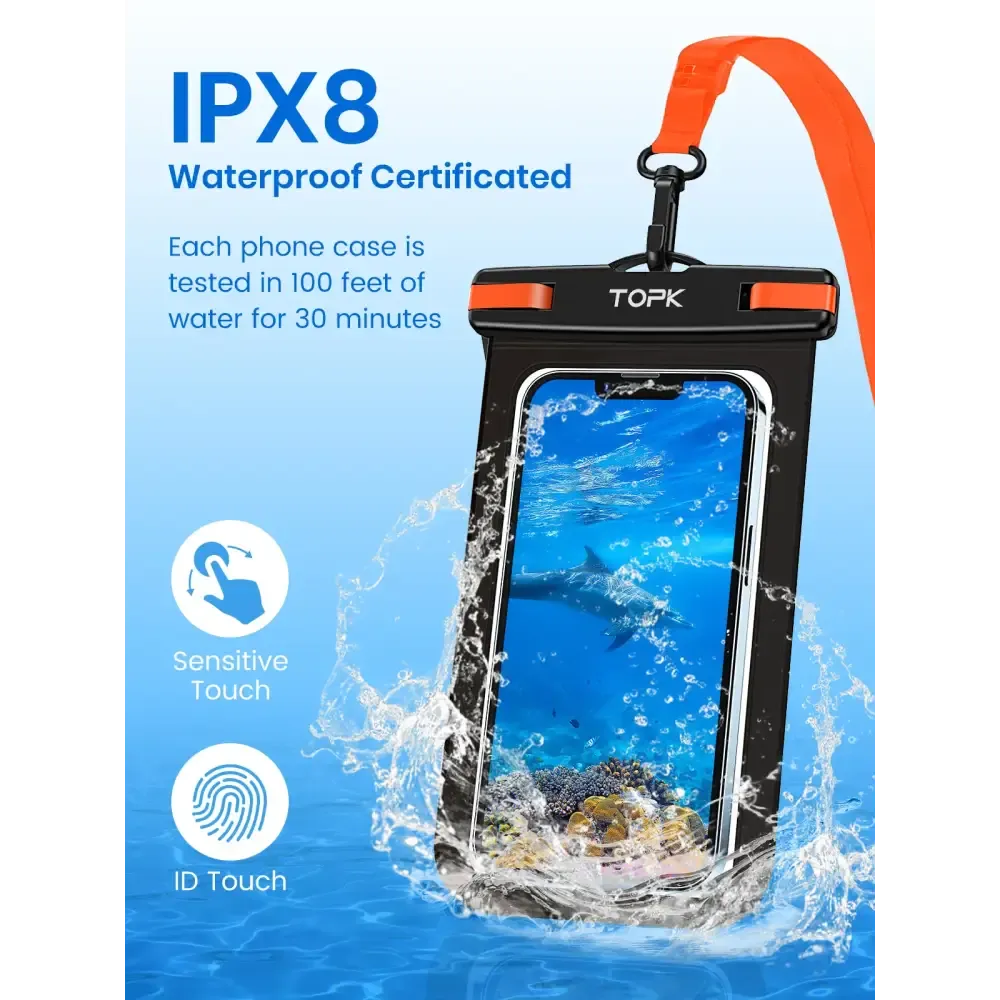 Waterproof Phone Pouch 1 Pce, Universal IPX8 Waterproof Phone Case Dry Bag with Lanyard for iPhone/Samsung Up to 7.0 inch