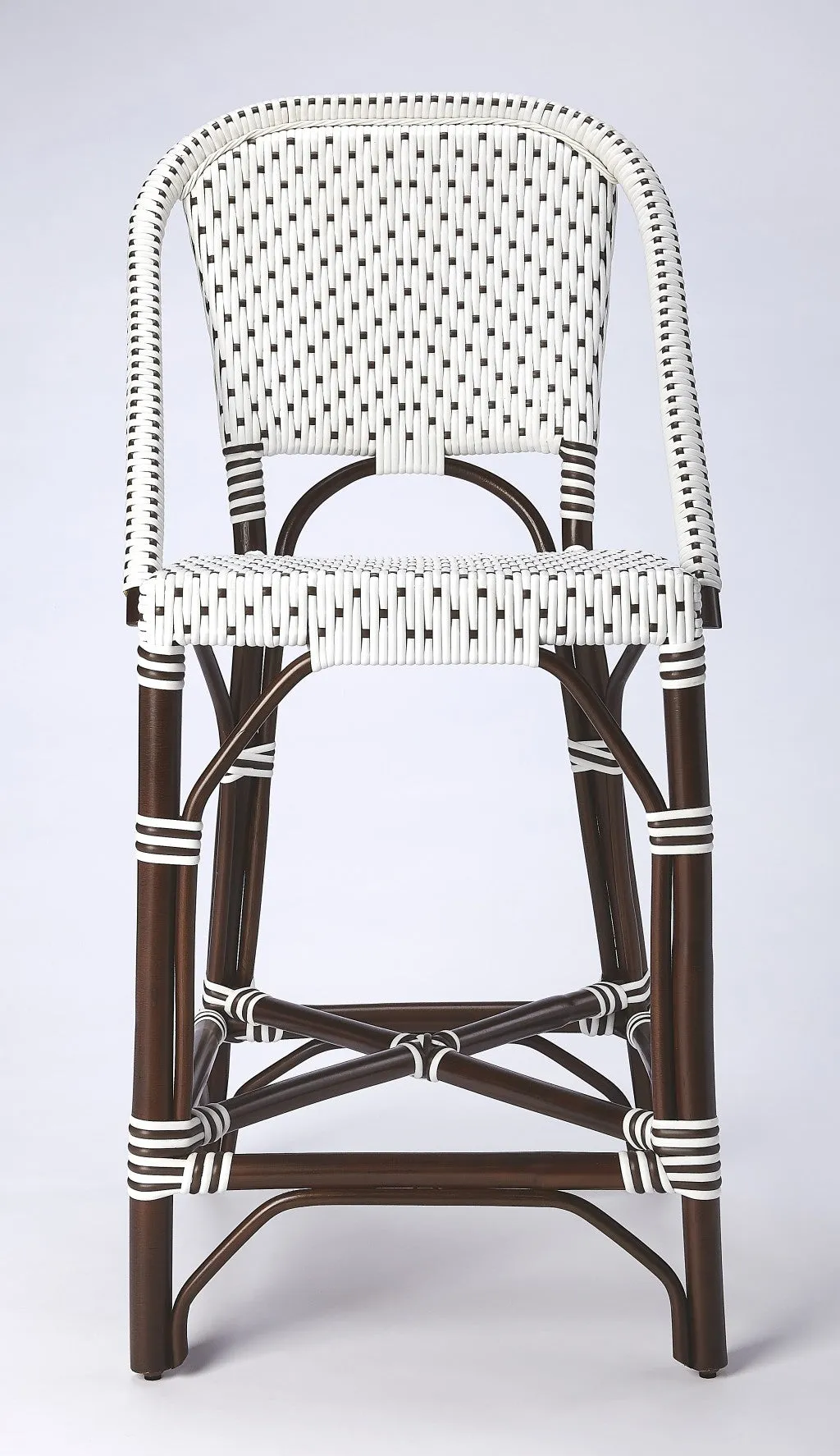 White and Chocolate Rattan Counter Stool