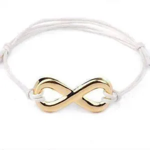 White and Gold Tone Infinity Friendship Bracelet