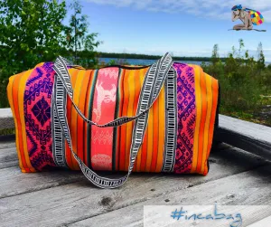 Willapi Orange Handmade Travel  Duffel Inca Bag