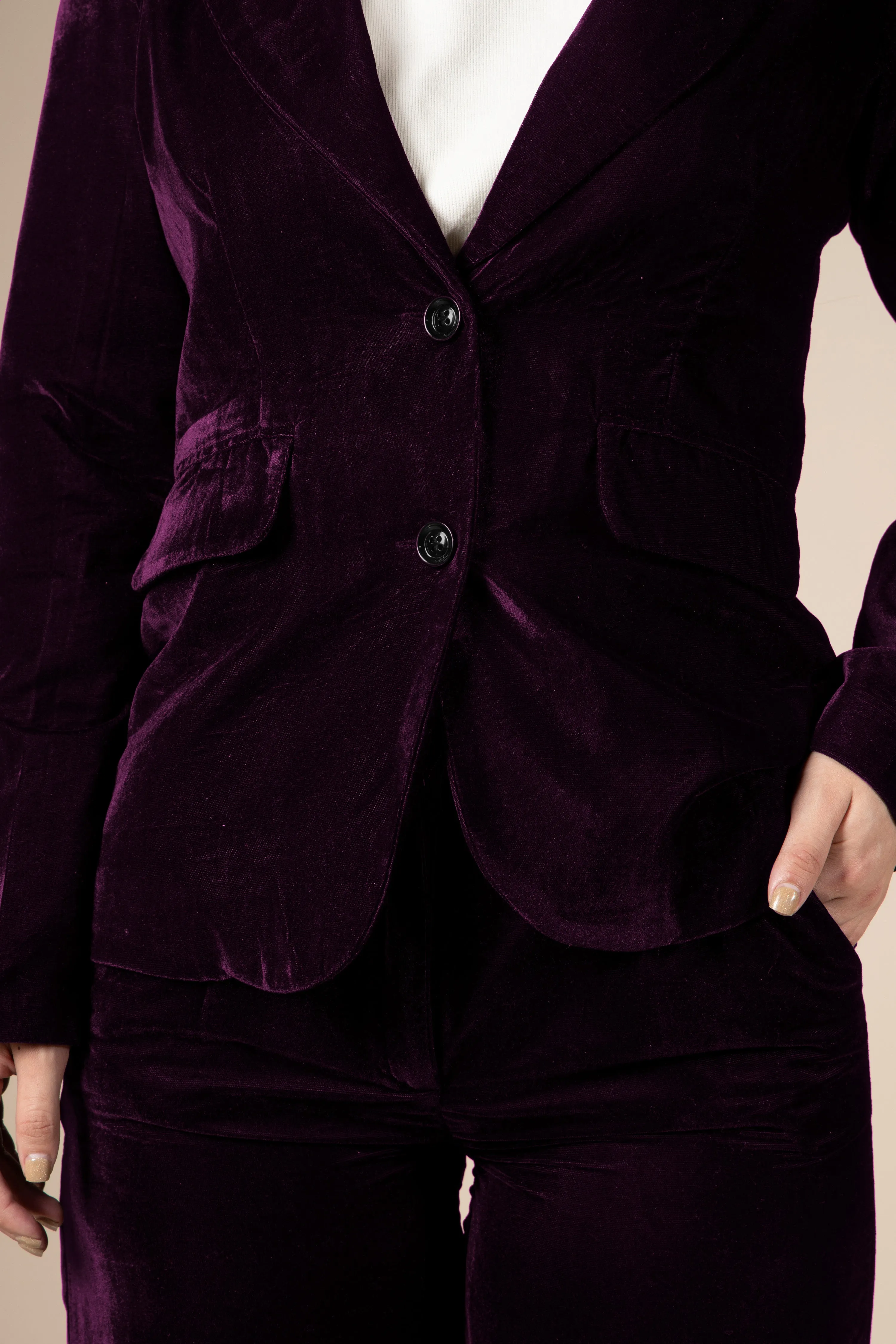 Wine Dual Tone Luxurious Velvet Blazer For Women