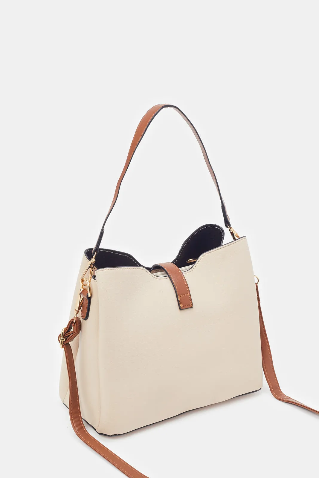 Women Beige Bucket Bag