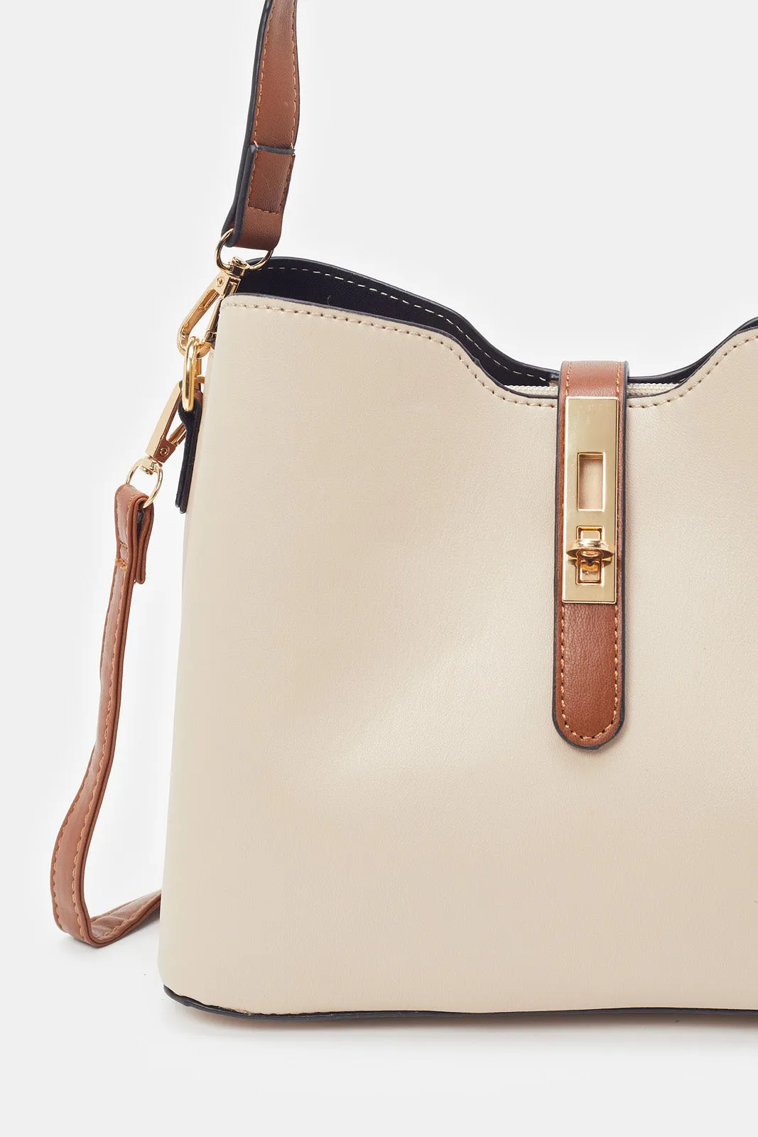 Women Beige Bucket Bag