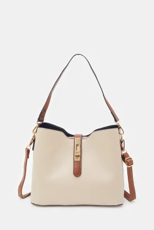 Women Beige Bucket Bag