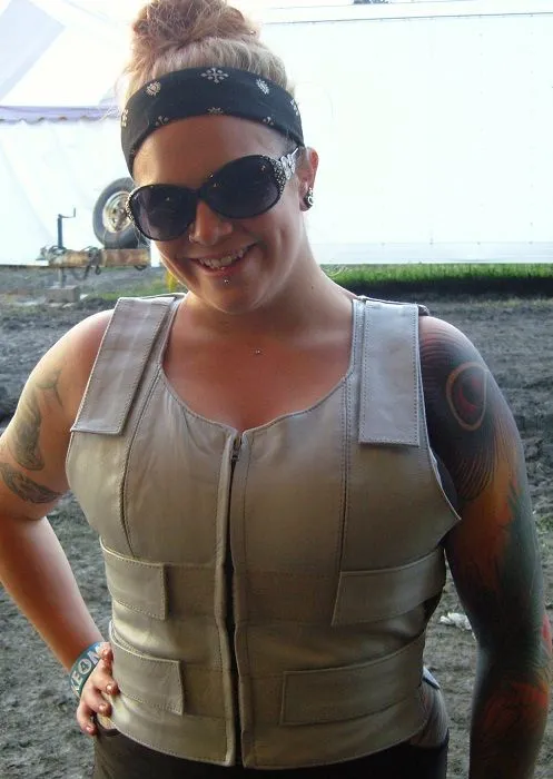 WOMEN GREY BULLET PROOF LEATHER VEST