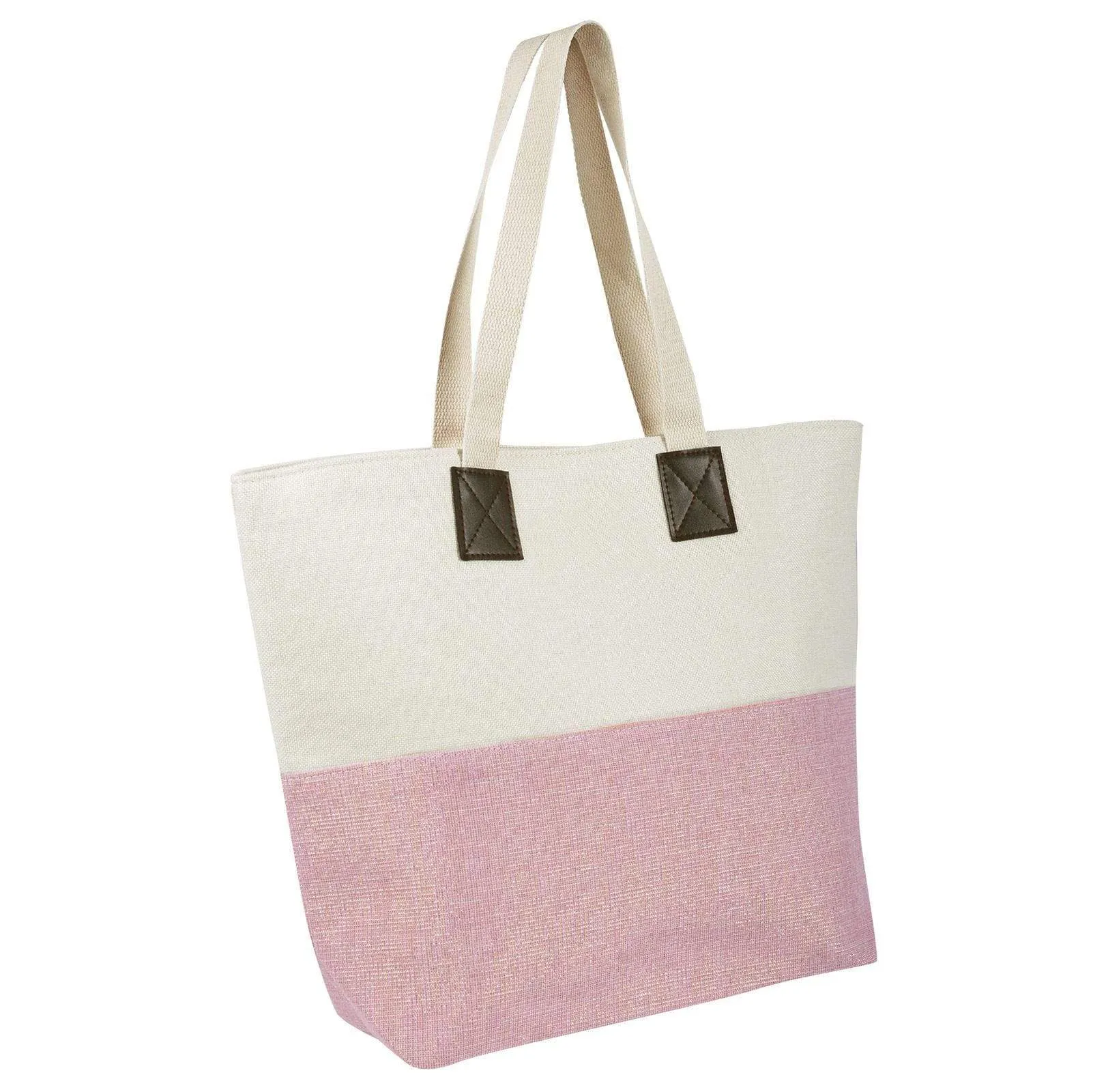 Womens Shimmer Canvas Beach Shoulder Shopping Bag Tote