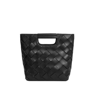 Woven Top Handle Bag - Black