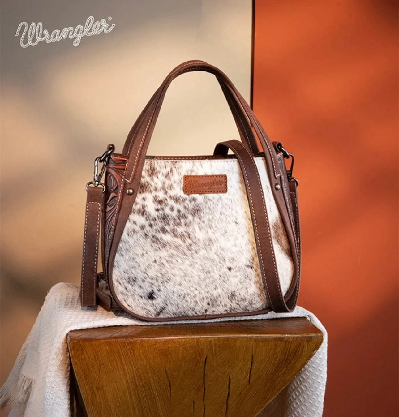 Wrangler Genuine Cowhide Tote in Brown