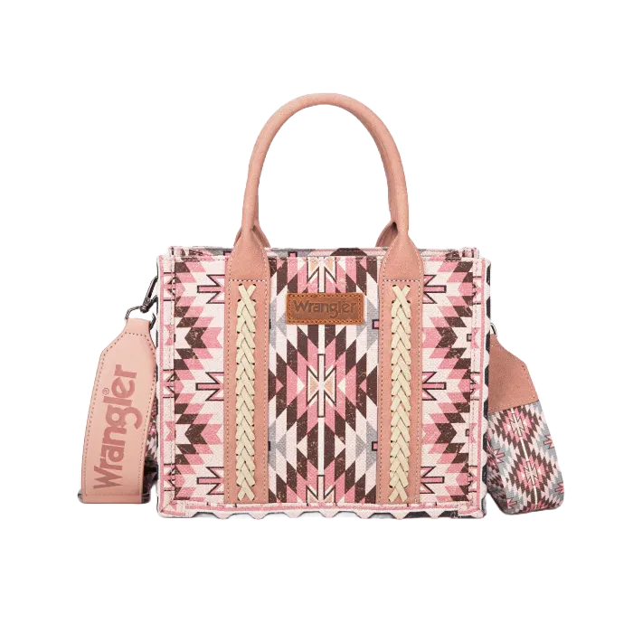 Wrangler Ladies Dark Pink Southwestern Print Tote Crossbody Bag WG2213-8120SDPK