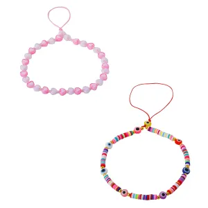 Yellow Chimes Phone String For Women Combo Of 2 Pcs Multicolor Beaded Phone Case Charm Phone Chain Wrist Strap For Women and Girls